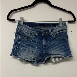 Miss Me Blue Jean Shorts with Star Accents